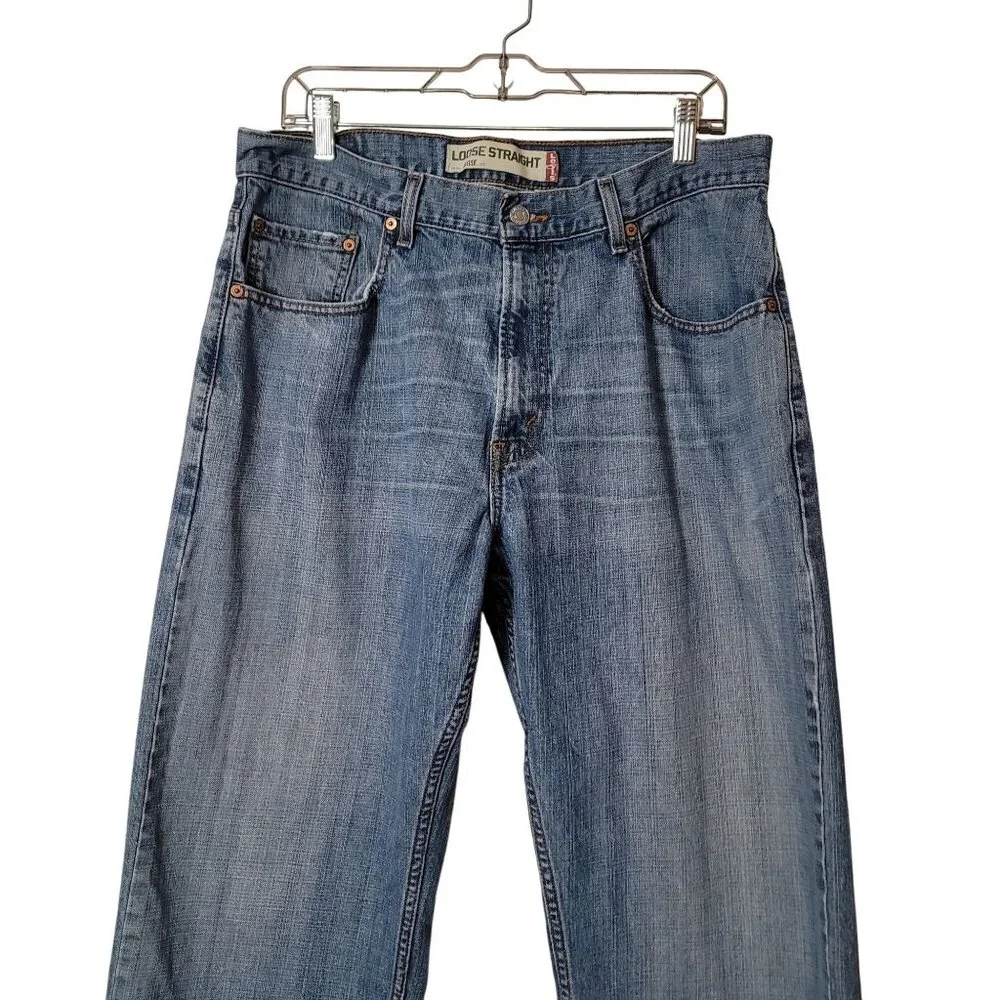 Levis Loose Straight Jeans W34/L32 Mens Denim 100% Cotton Blue - Picture 3 of 10